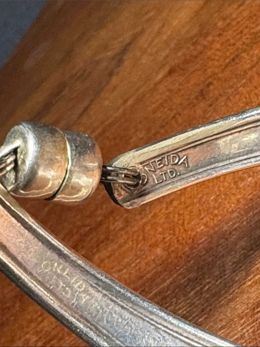 Oneida silver plate flatware magnetized spoon bracelet, custom made piece